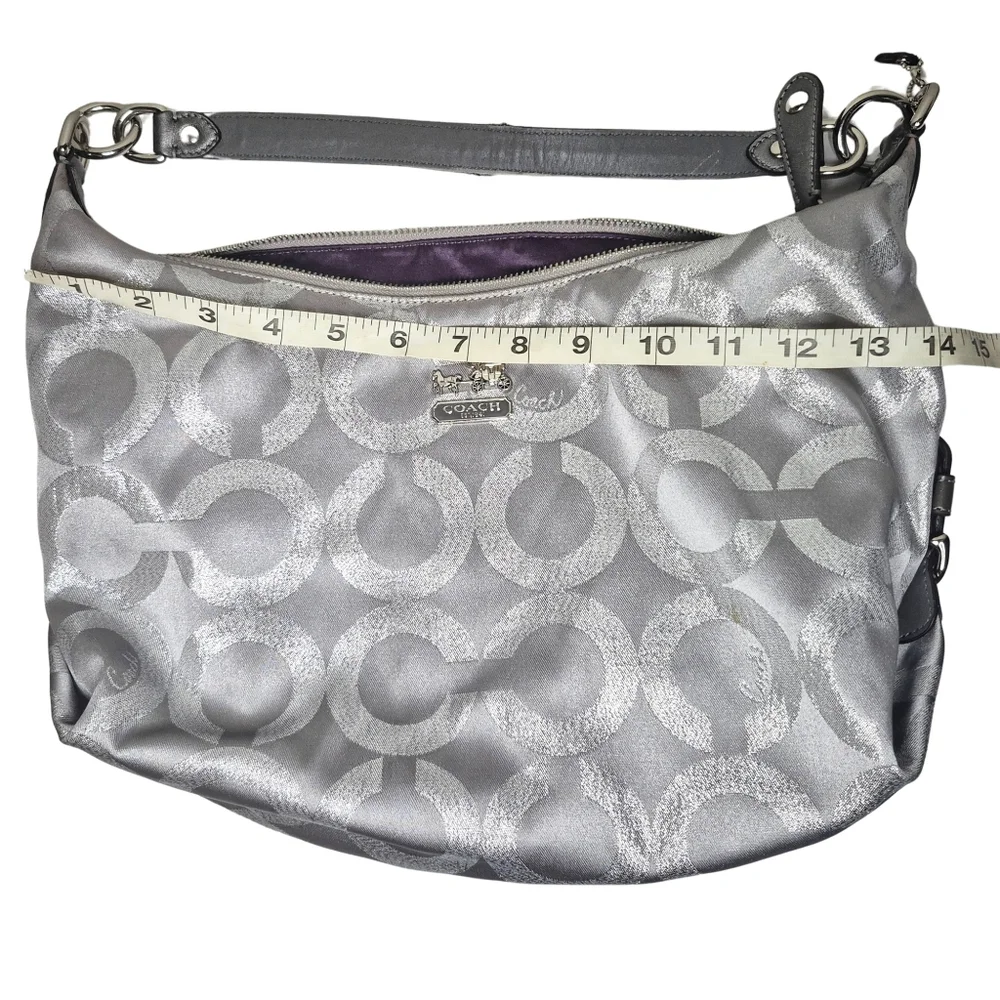 Coach Madison Maggie Op Art Shoulder Bag Silver - Picture 4 of 6